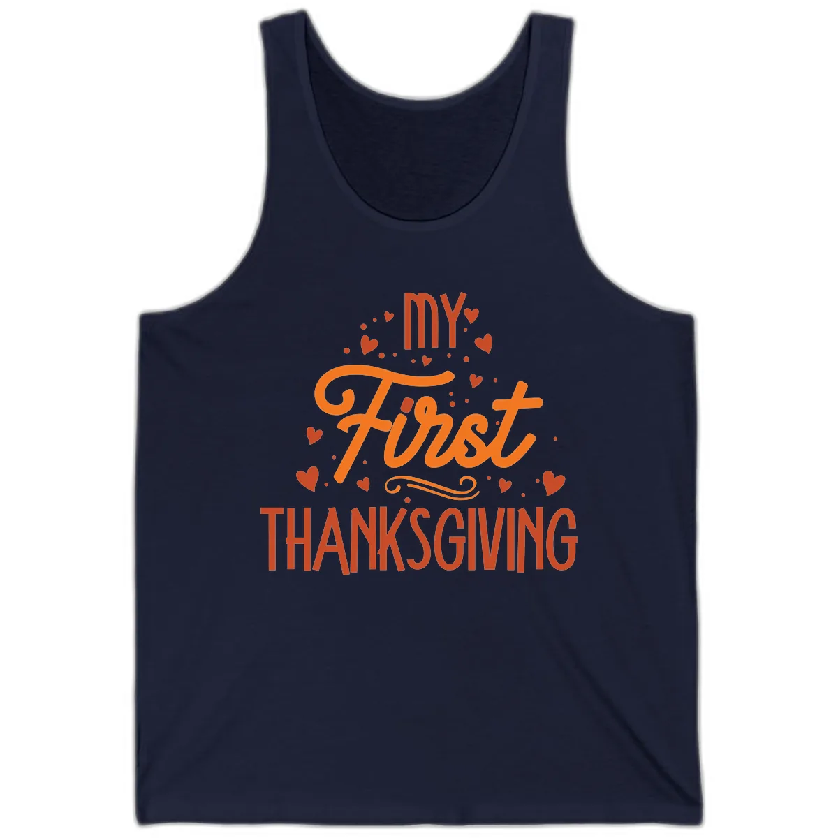 My First Thanksgiving Baby Announcement Tank in Navy