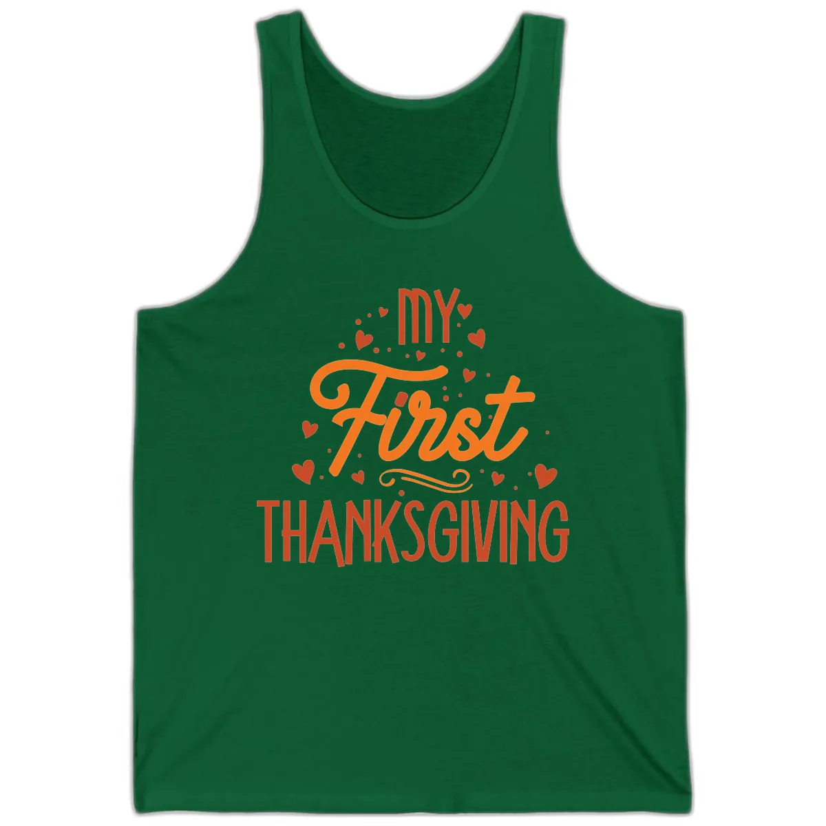 My First Thanksgiving Baby Announcement Tank in Kelly