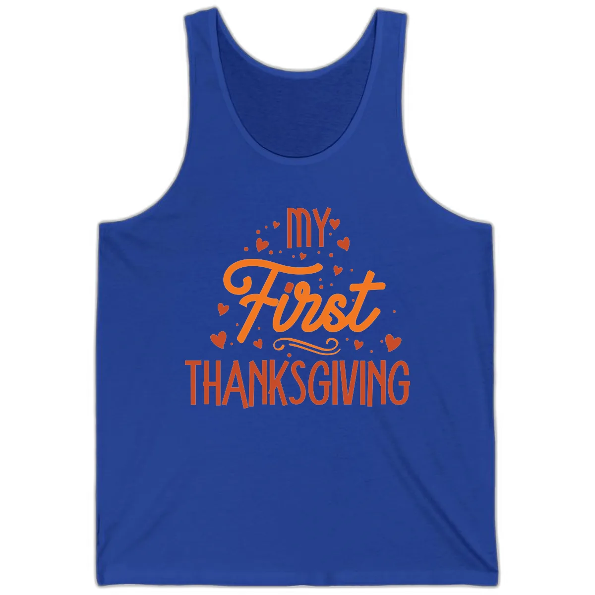 My First Thanksgiving Baby Announcement Tank in True Royal