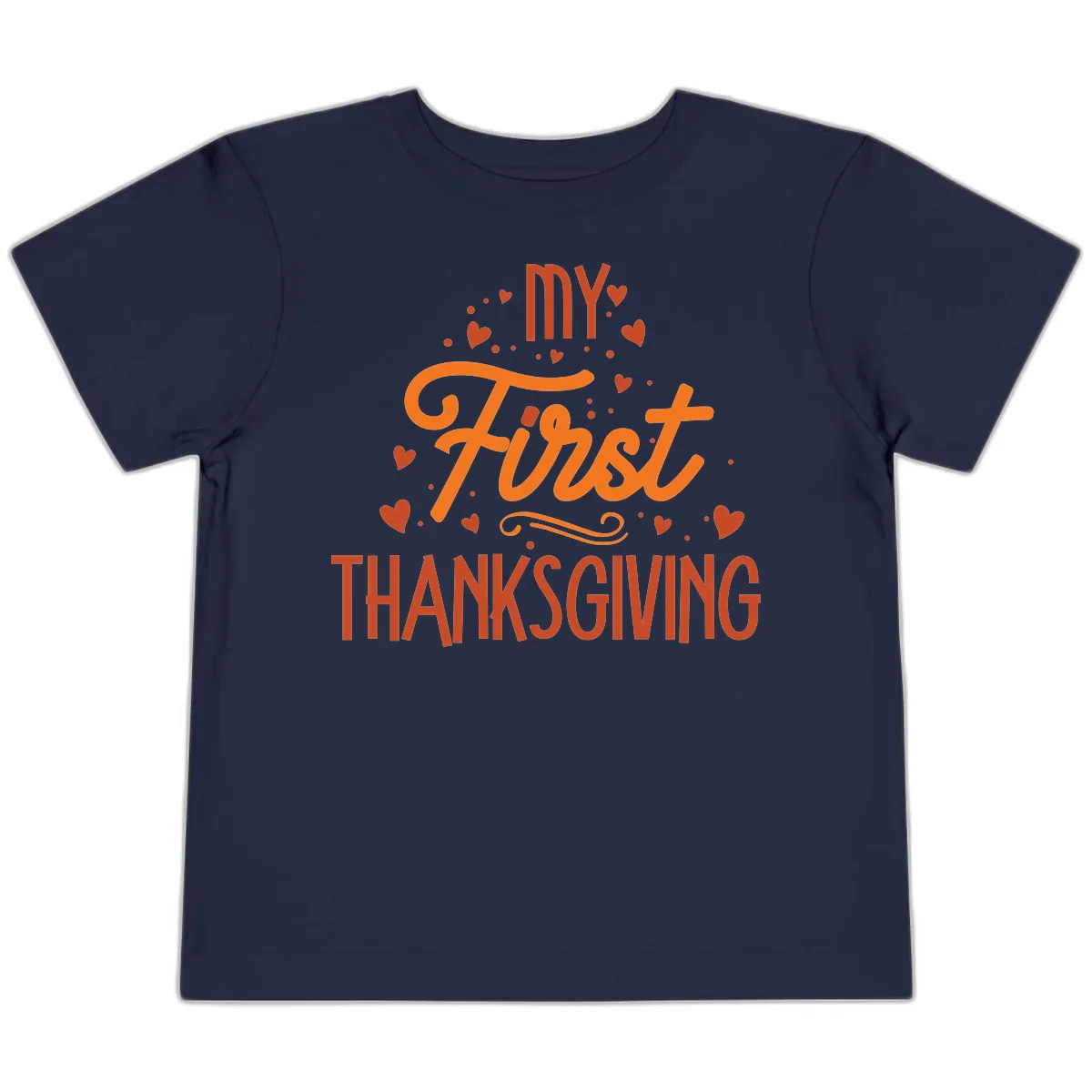 My First Thanksgiving Baby Announcement Toddler T-Shirt in Navy