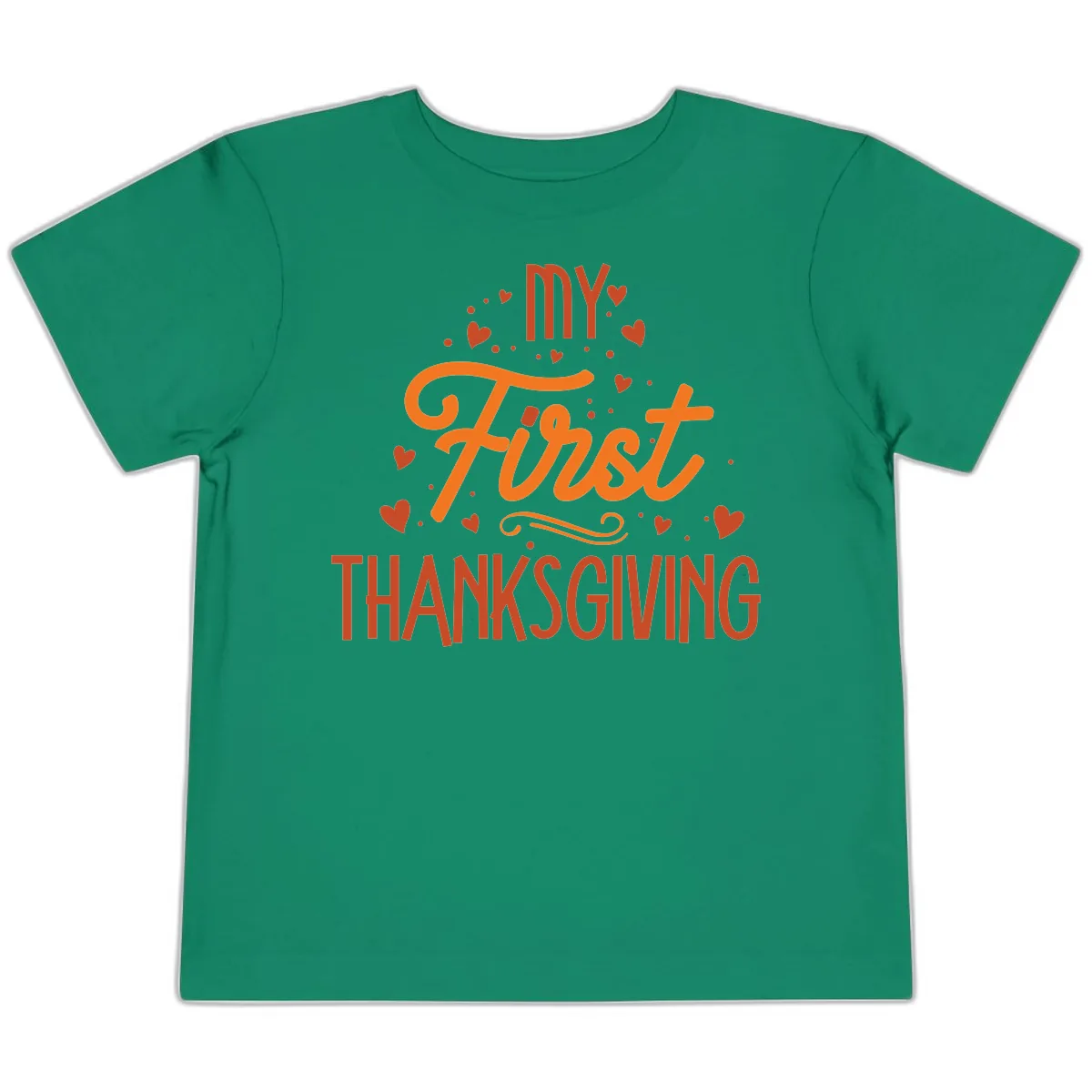 My First Thanksgiving Baby Announcement Toddler T-Shirt in Kelly