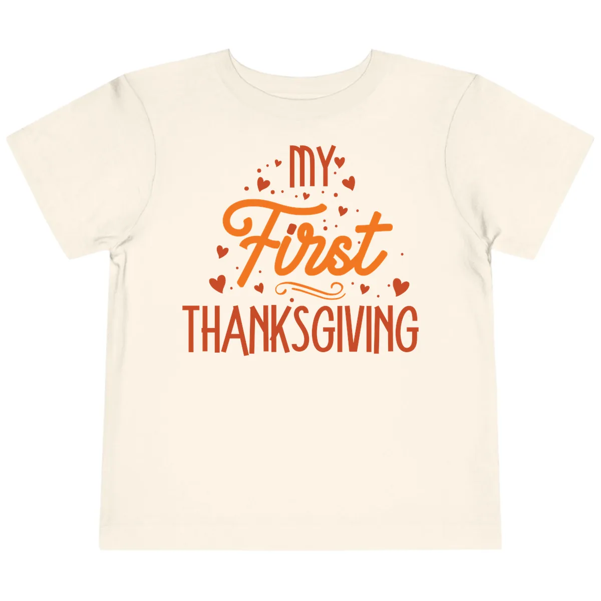 My First Thanksgiving Baby Announcement Toddler T-Shirt in Natural