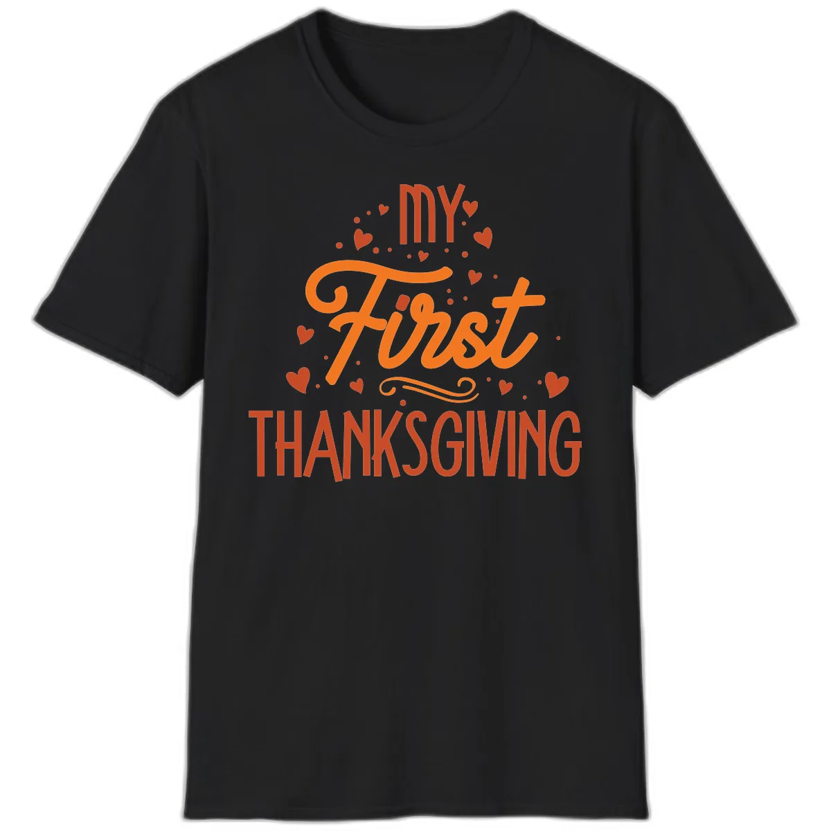 My First Thanksgiving Baby Announcement T-Shirt in Black