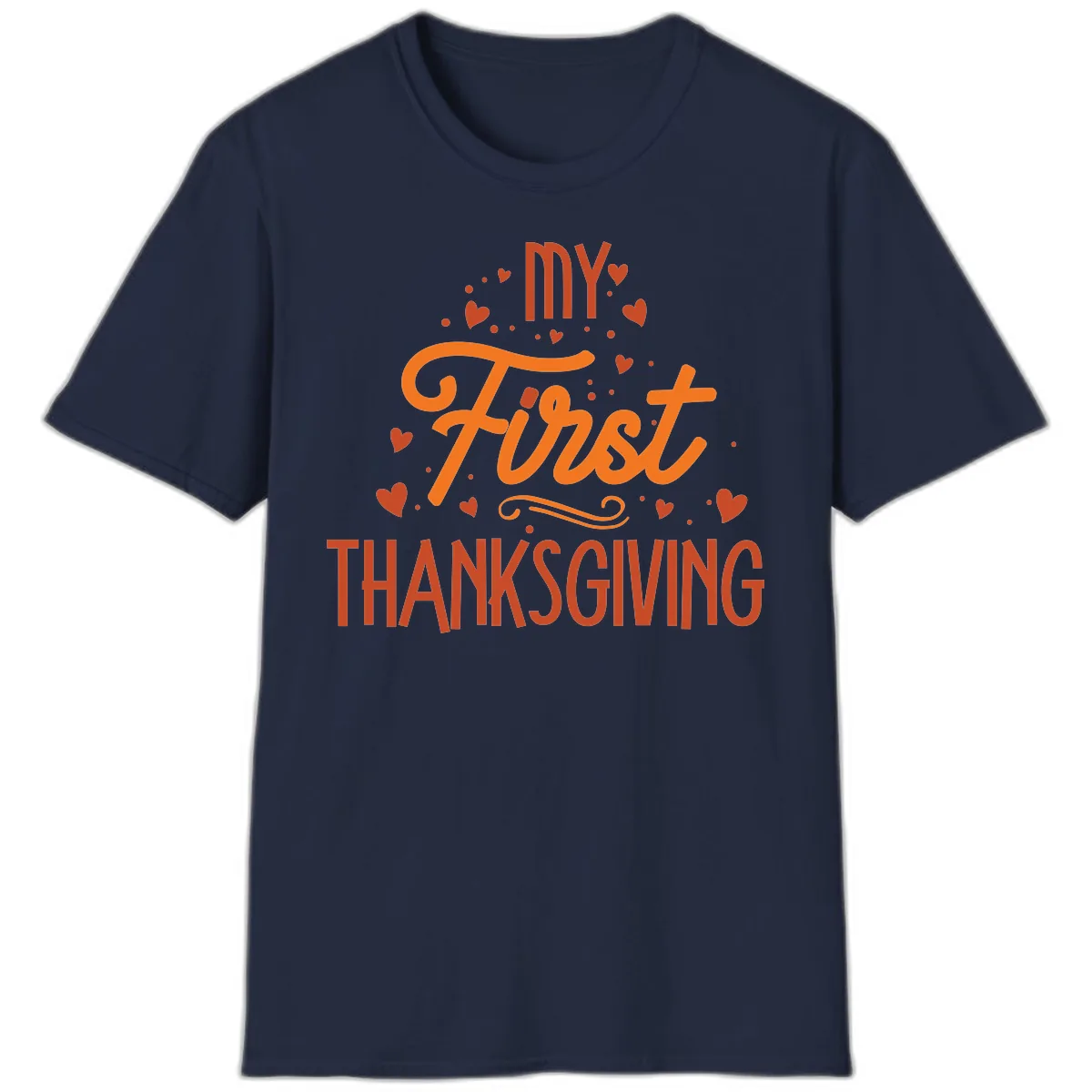 My First Thanksgiving Baby Announcement T-Shirt in Navy