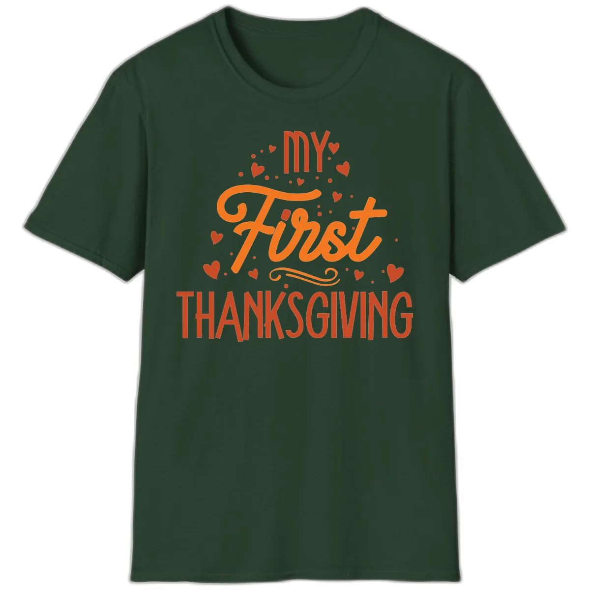 My First Thanksgiving Baby Announcement T-Shirt in Forest Green