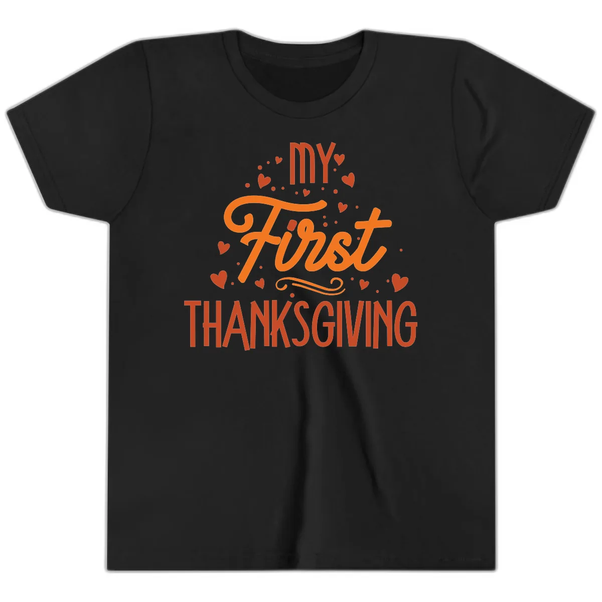 My First Thanksgiving Baby Announcement Youth T-Shirt in Black
