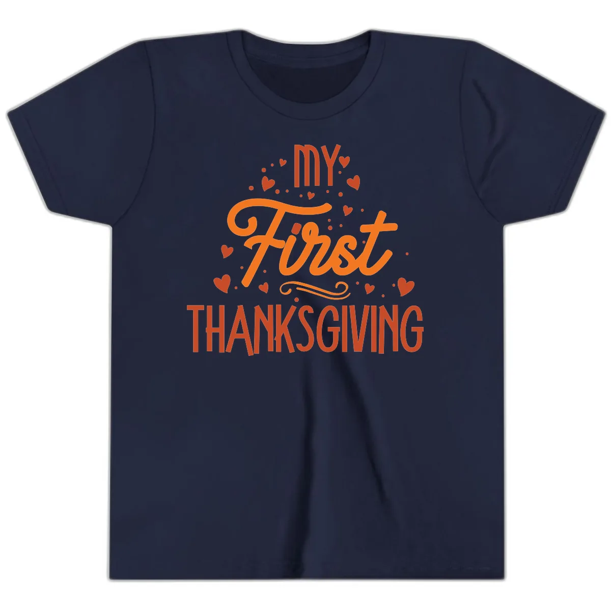 My First Thanksgiving Baby Announcement Youth T-Shirt in Navy
