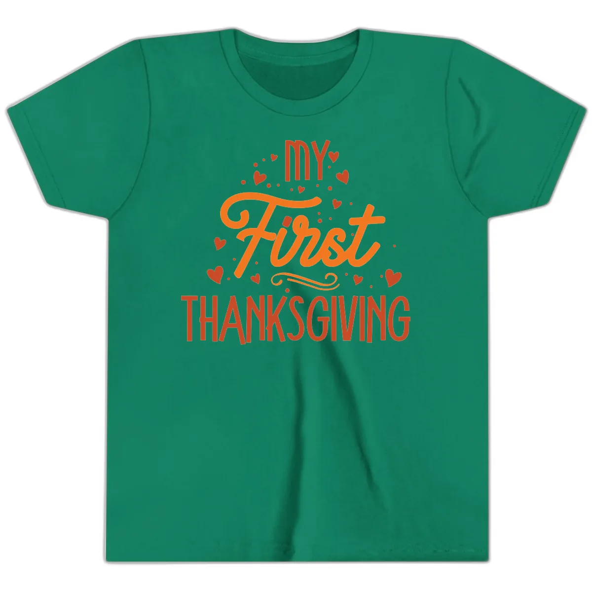 My First Thanksgiving Baby Announcement Youth T-Shirt in Kelly