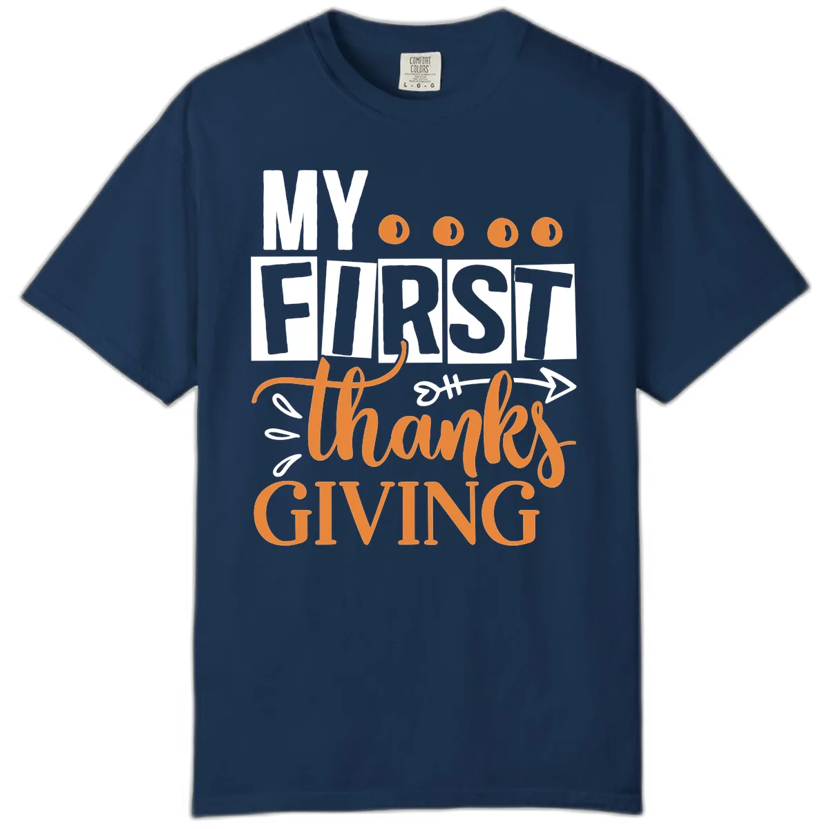 My First Thanksgiving Baby Design Comfort Color in Navy