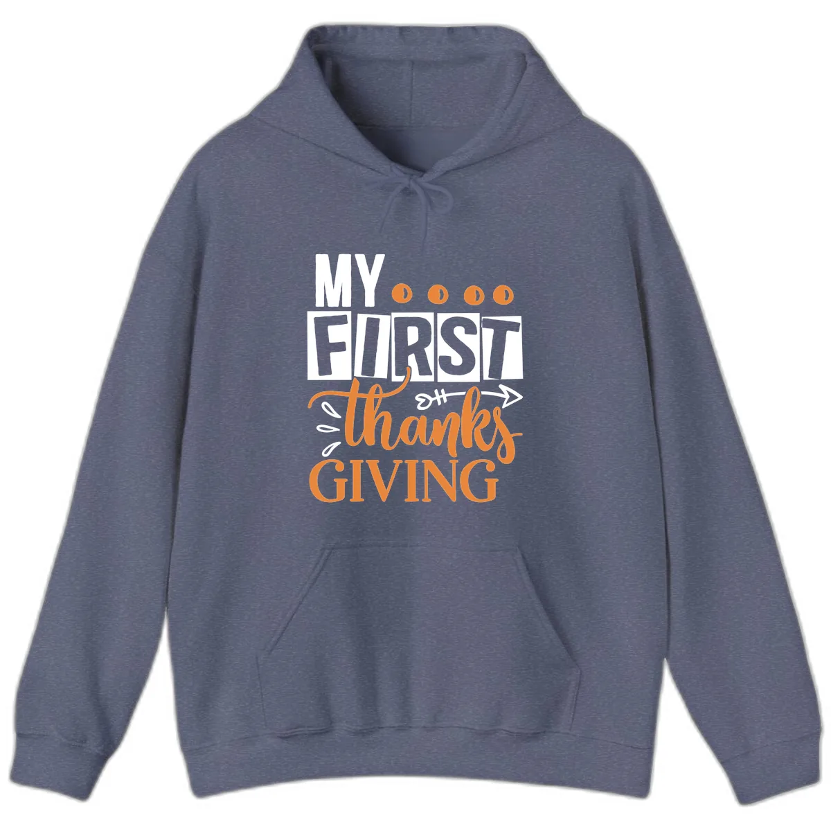 My First Thanksgiving Baby Design Hoodie in Heather Navy