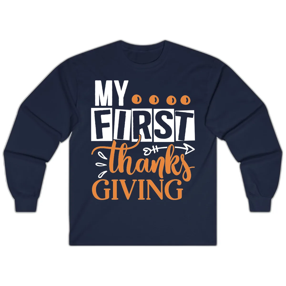 My First Thanksgiving Baby Design Long Sleeve in Navy