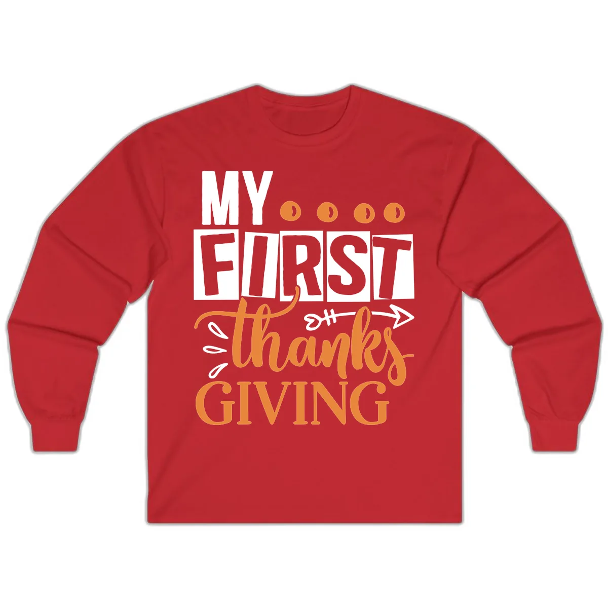 My First Thanksgiving Baby Design Long Sleeve in Red