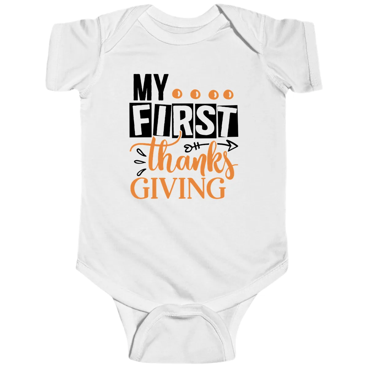 My First Thanksgiving Baby Design Baby Onesie in White