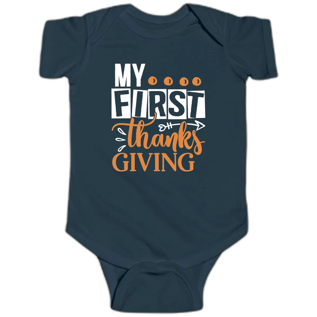 My First Thanksgiving Baby Design Baby Onesie in Navy