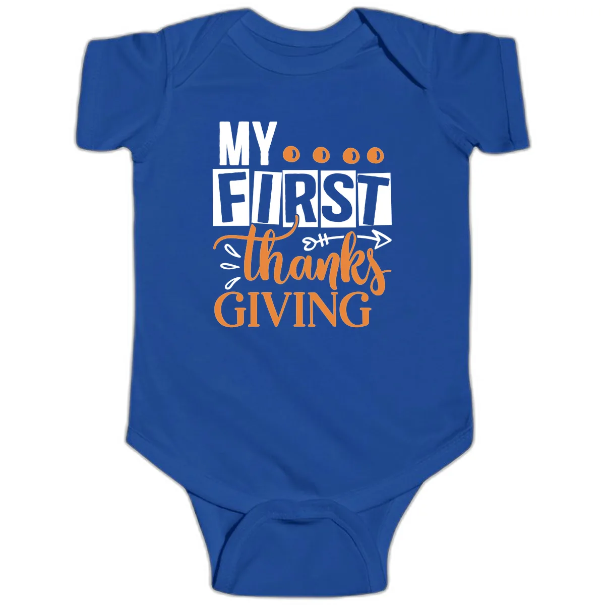 My First Thanksgiving Baby Design Baby Onesie in Royal