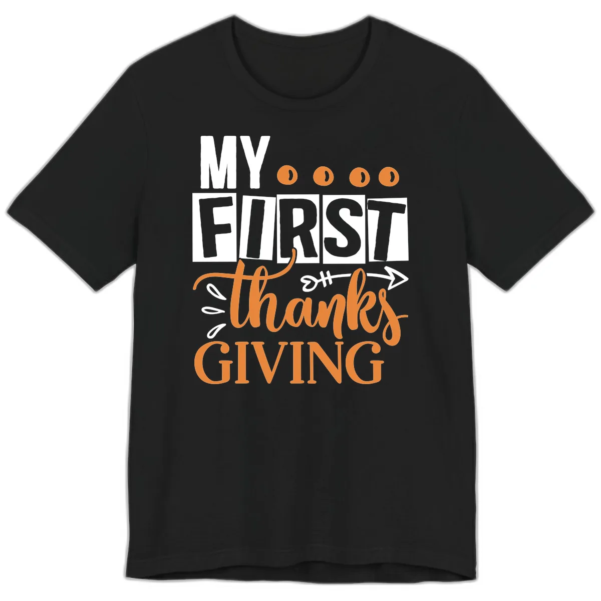 My First Thanksgiving Baby Design Premium T-Shirt in Black