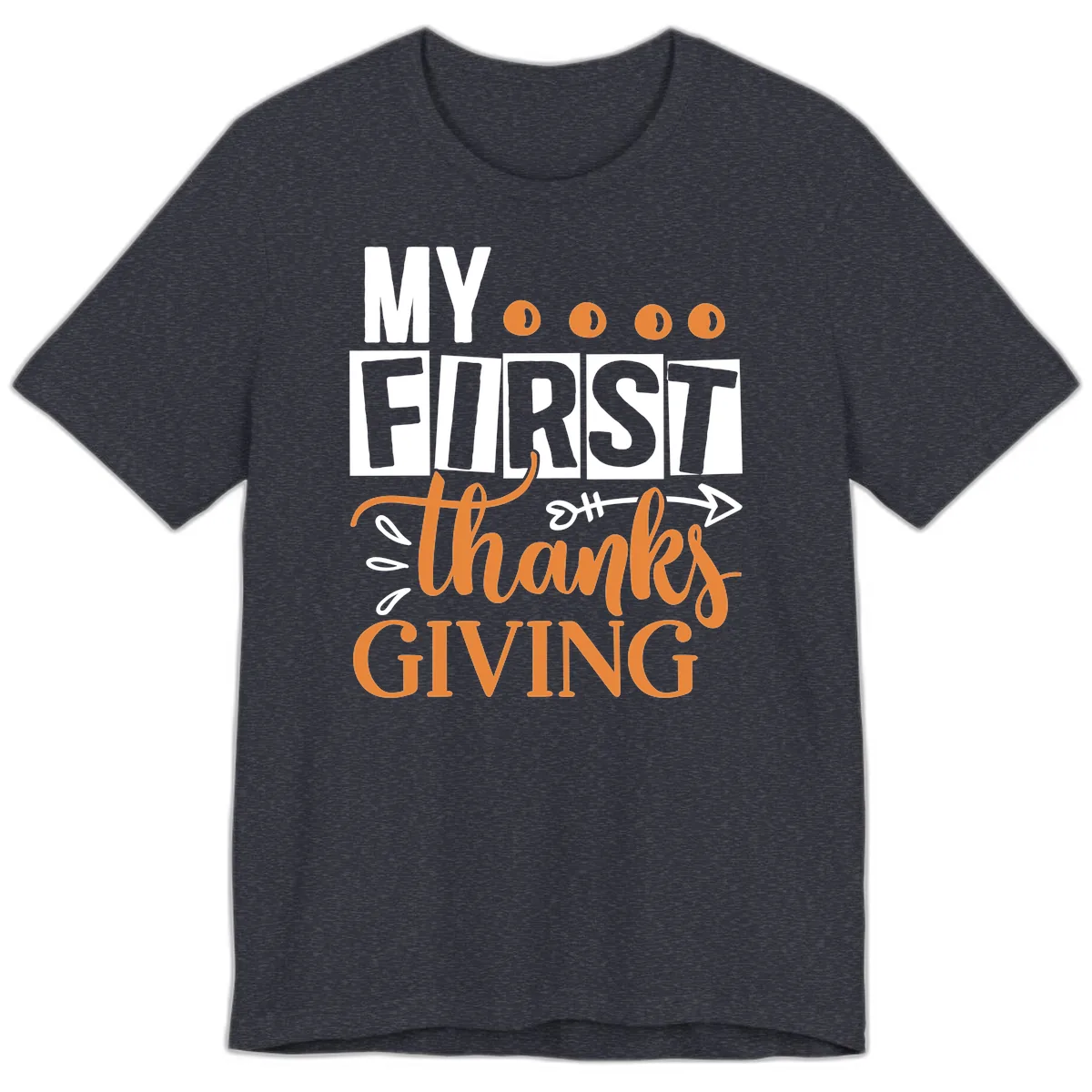 My First Thanksgiving Baby Design Premium T-Shirt in Heather Navy