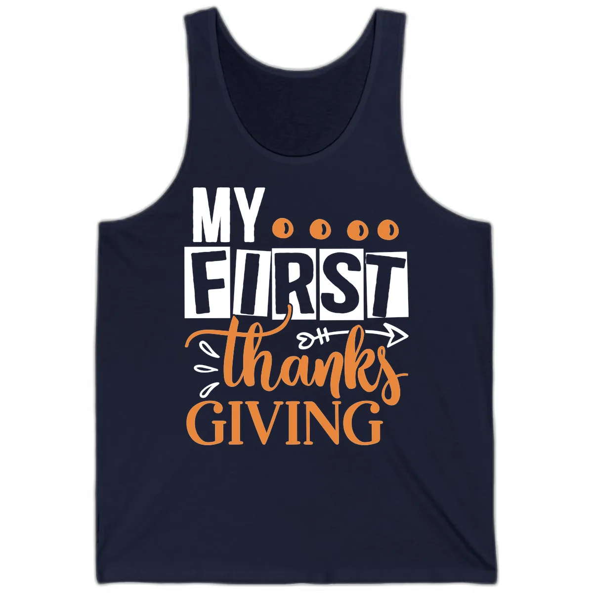 My First Thanksgiving Baby Design Tank in Navy