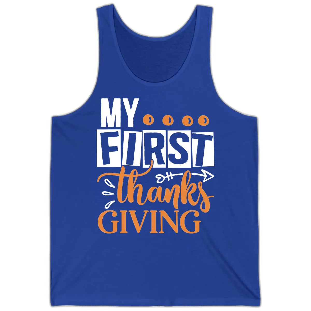 My First Thanksgiving Baby Design Tank in True Royal