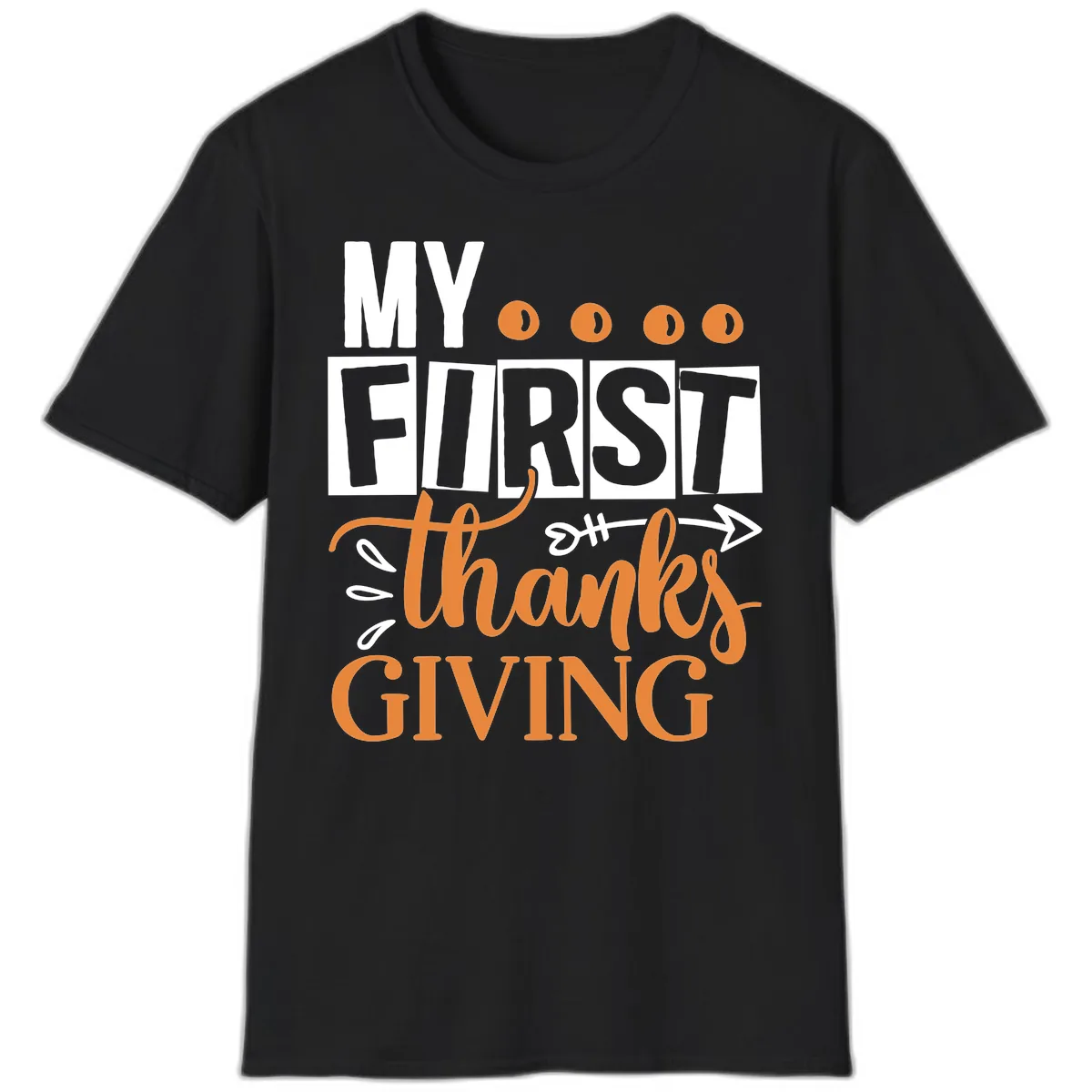 My First Thanksgiving Baby Design T-Shirt in Black