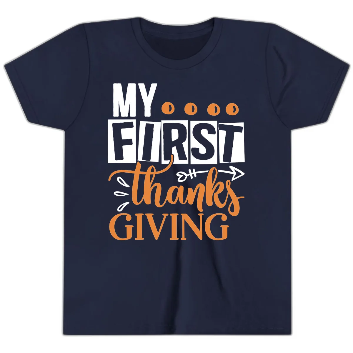 My First Thanksgiving Baby Design Youth T-Shirt in Navy