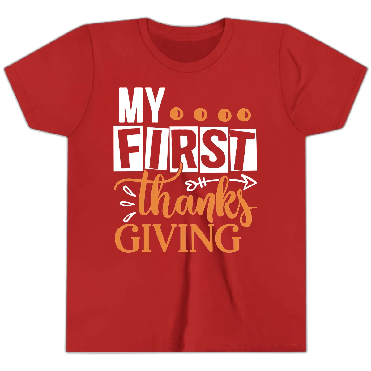 My First Thanksgiving Baby Design Youth T-Shirt in Red