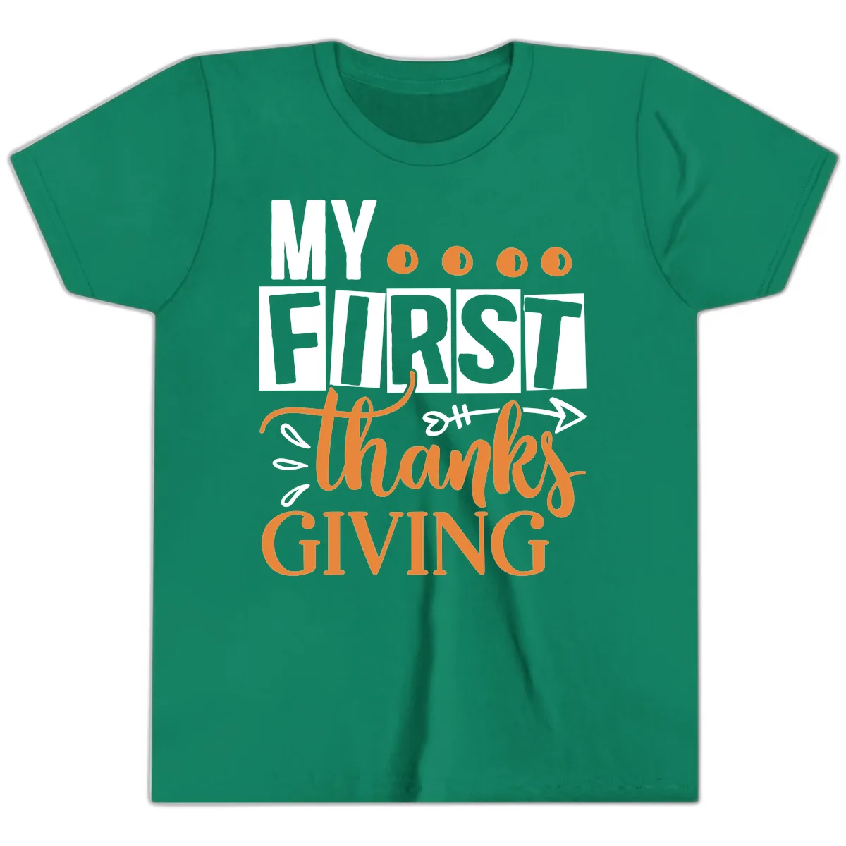 My First Thanksgiving Baby Design Youth T-Shirt in Kelly