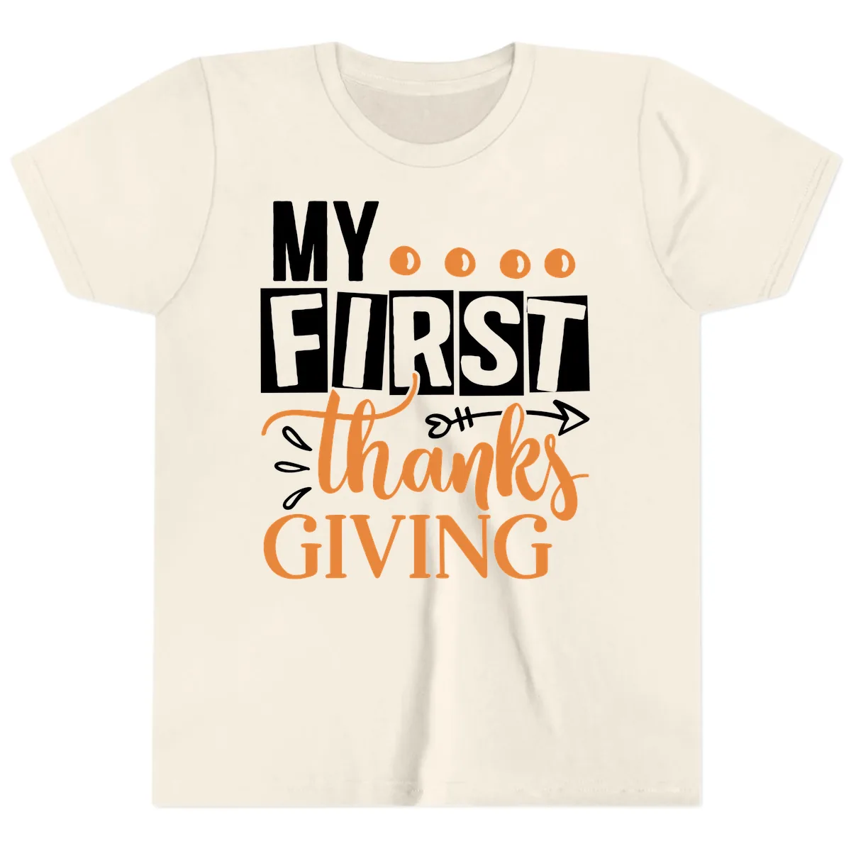 My First Thanksgiving Baby Design Youth T-Shirt in Natural