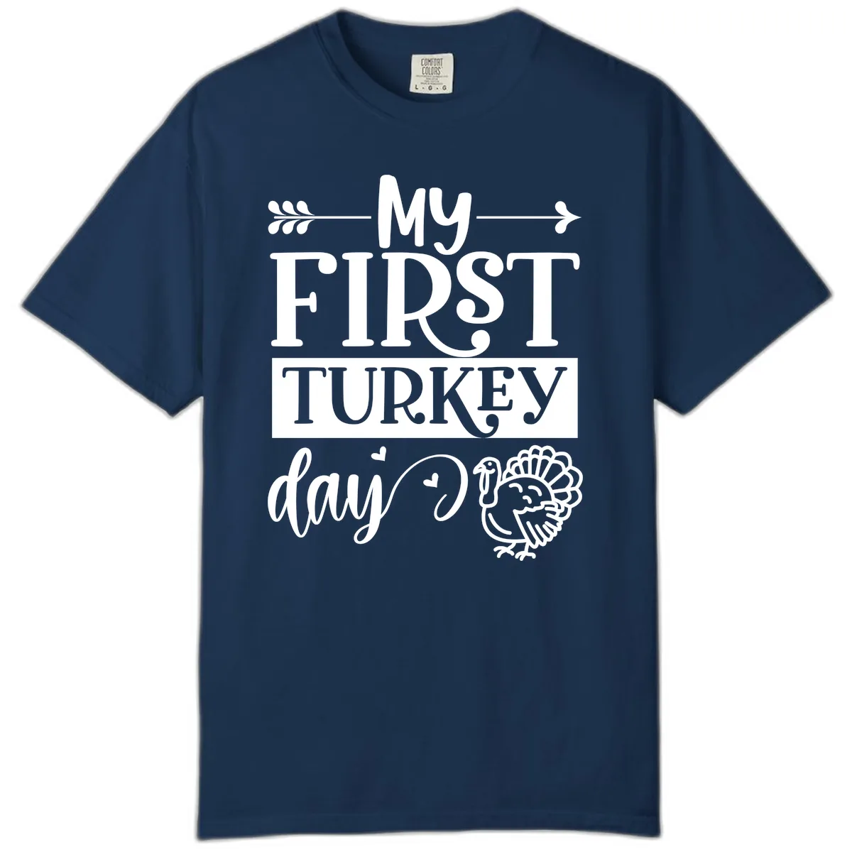 My First Turkey Day Baby Design Comfort Color in Navy