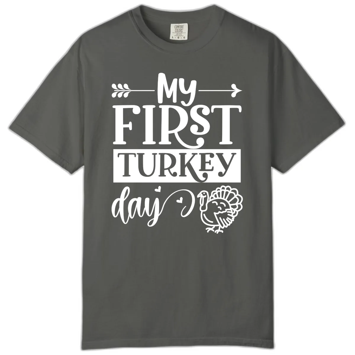 My First Turkey Day Baby Design Comfort Color in Pepper