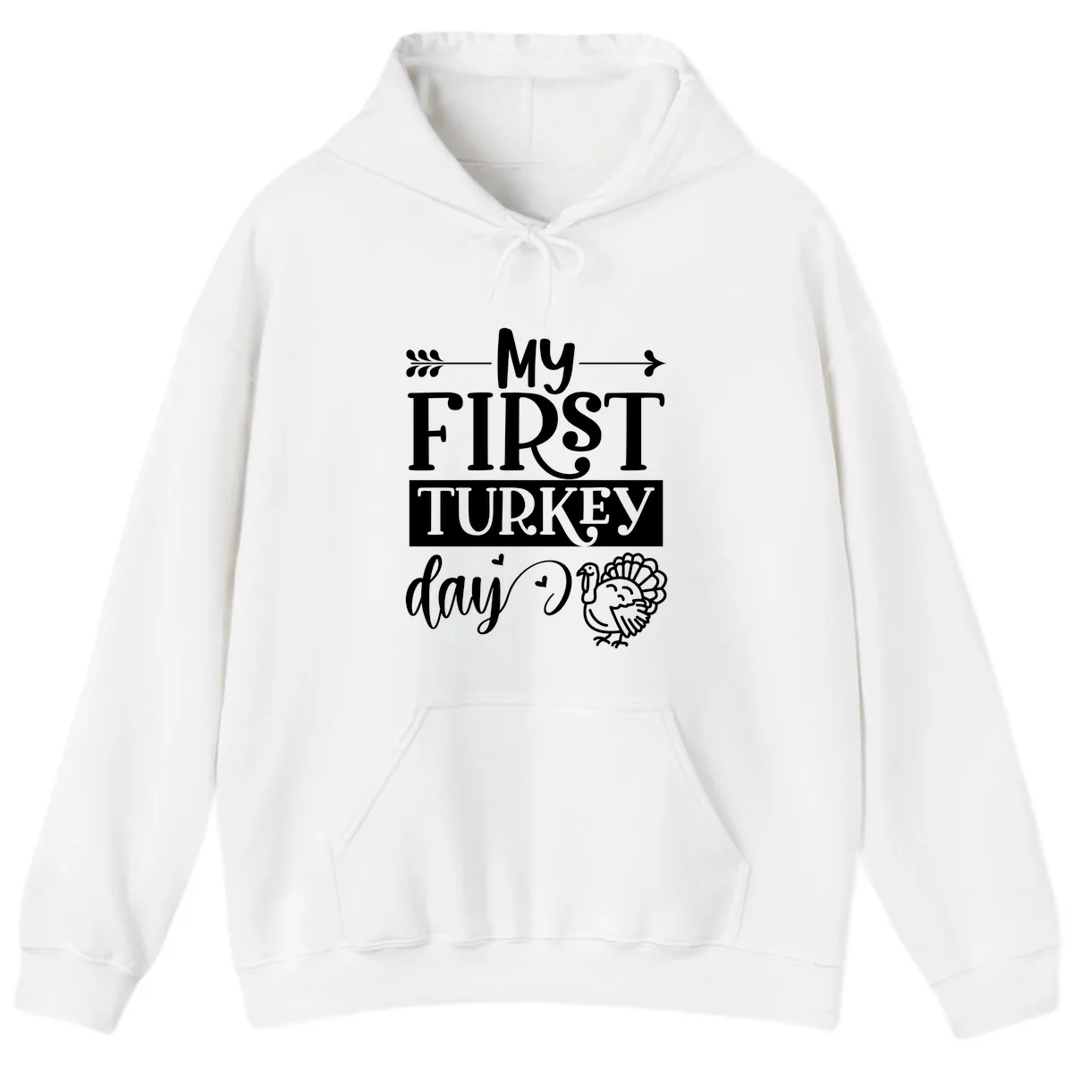 My First Turkey Day Baby Design Hoodie in White