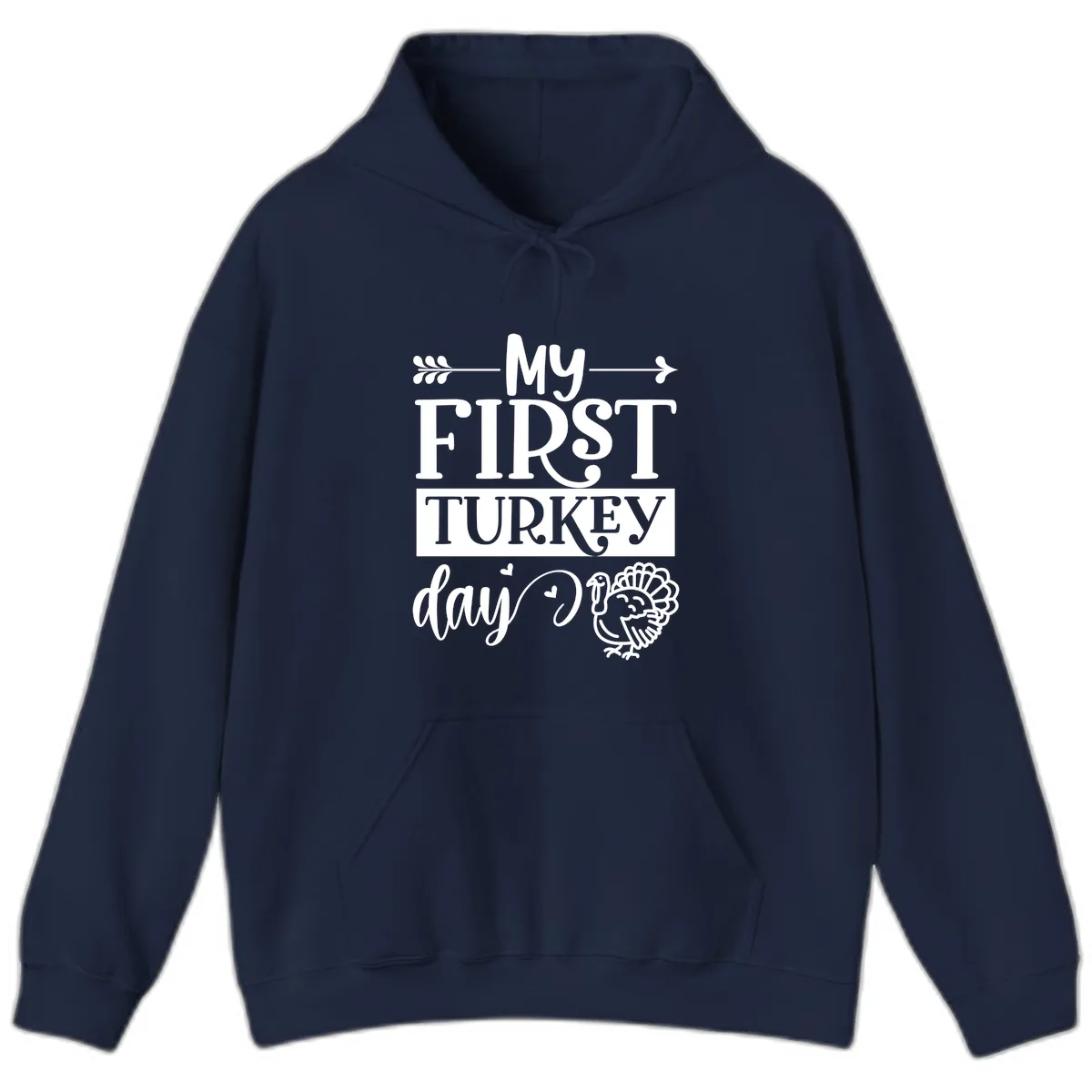 My First Turkey Day Baby Design Hoodie in Navy