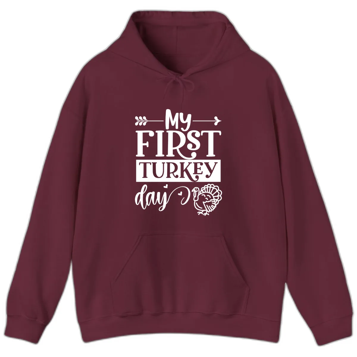 My First Turkey Day Baby Design Hoodie in Maroon