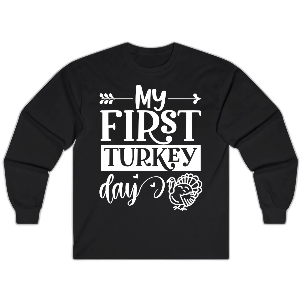 My First Turkey Day Baby Design Long Sleeve in Black