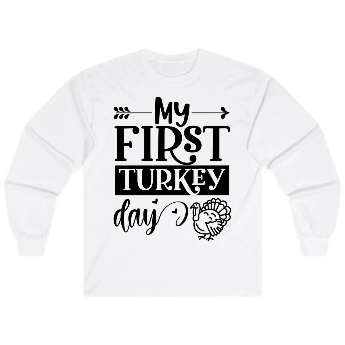 My First Turkey Day Baby Design Long Sleeve in White