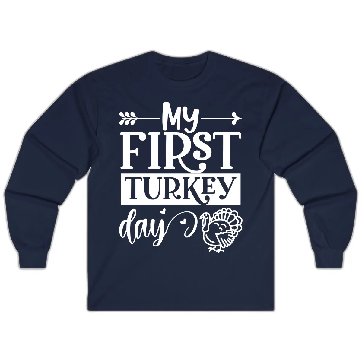 My First Turkey Day Baby Design Long Sleeve in Navy