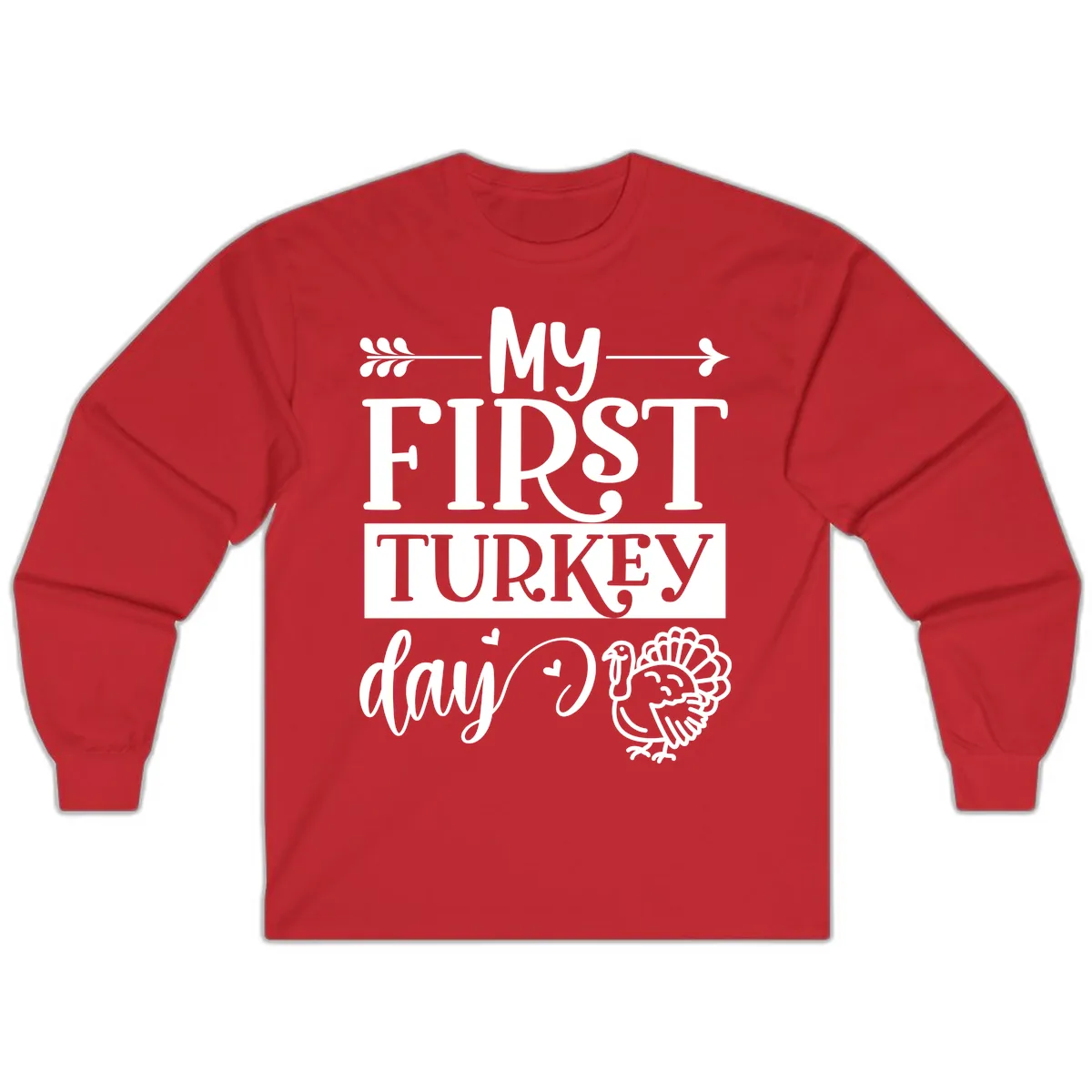 My First Turkey Day Baby Design Long Sleeve in Red