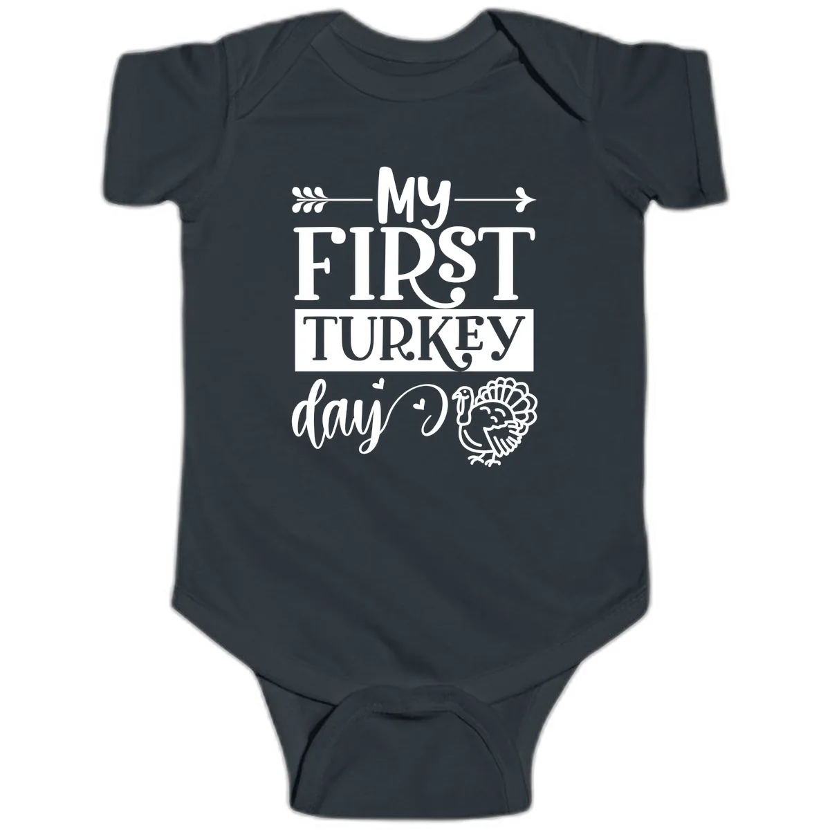 My First Turkey Day Baby Design Baby Onesie in Black