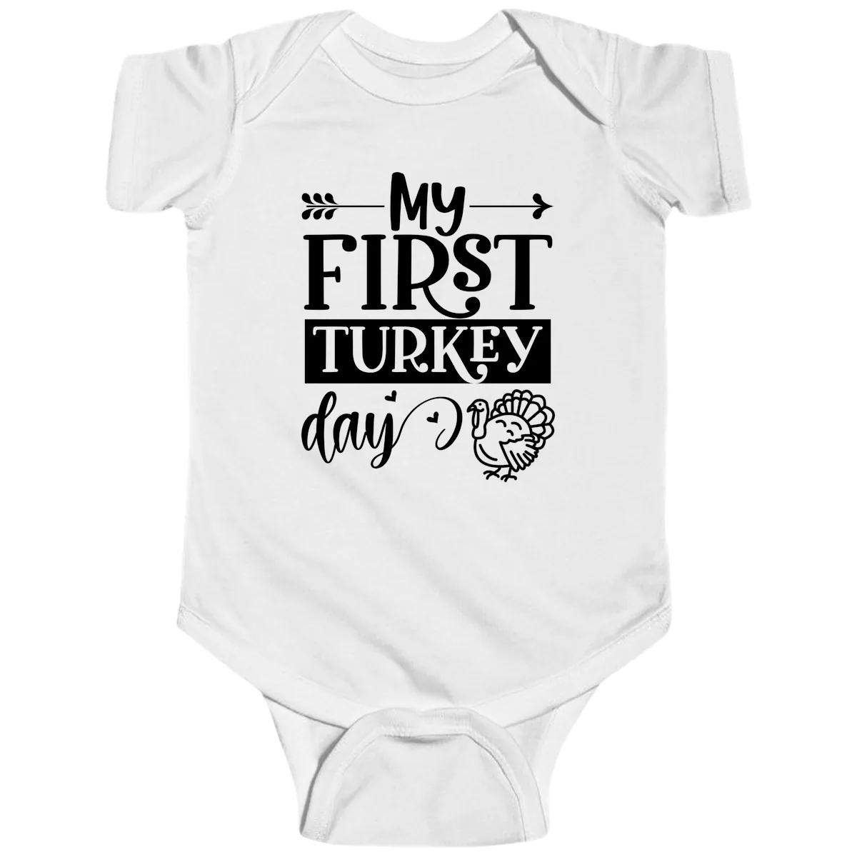My First Turkey Day Baby Design Baby Onesie in White