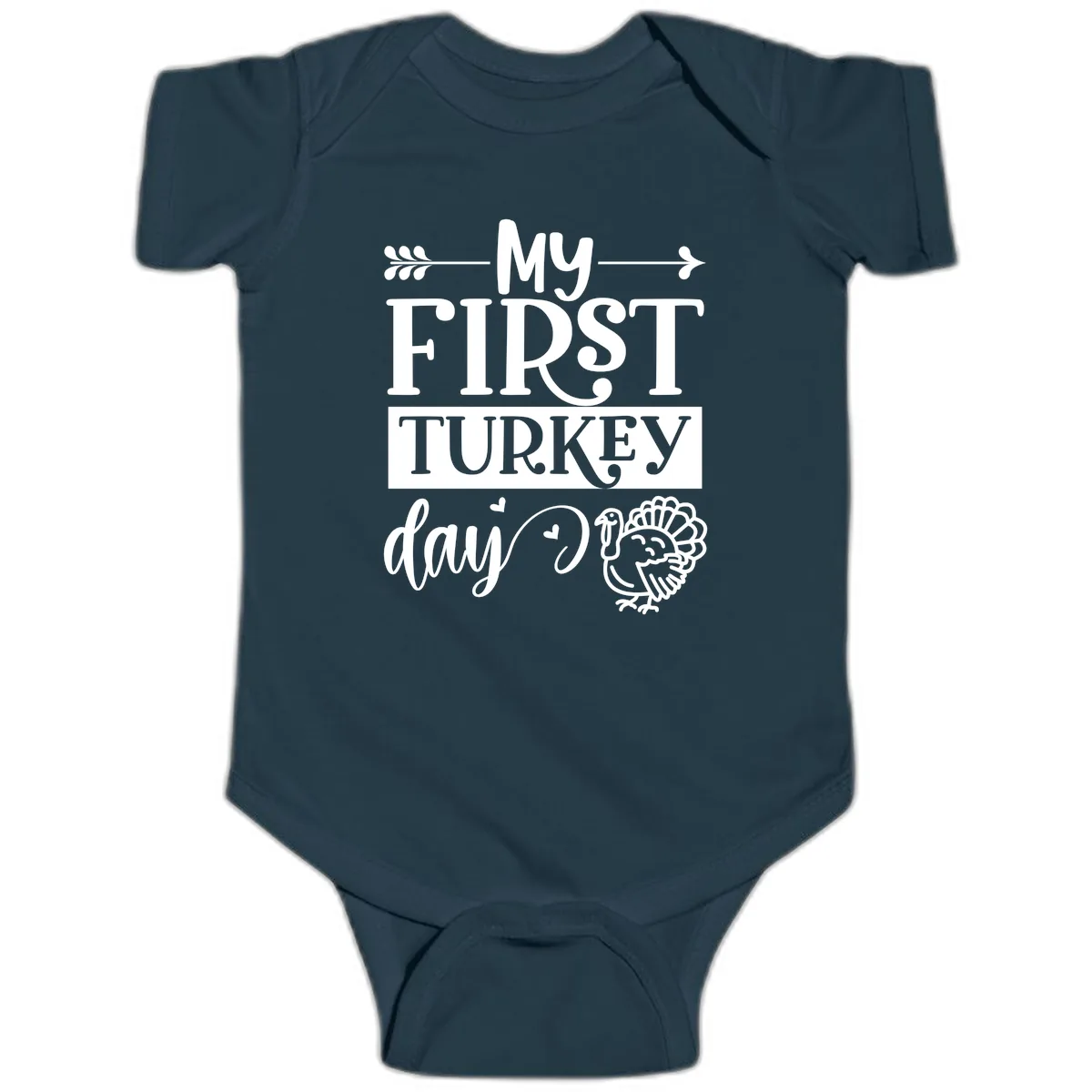 My First Turkey Day Baby Design Baby Onesie in Navy