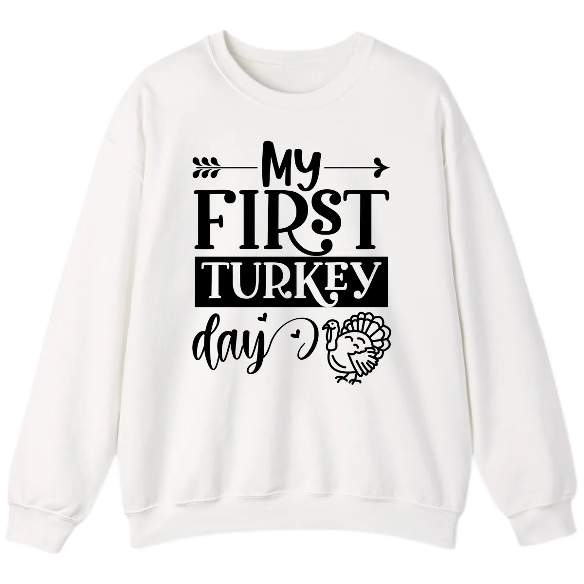 My First Turkey Day Baby Design Sweatshirt in White