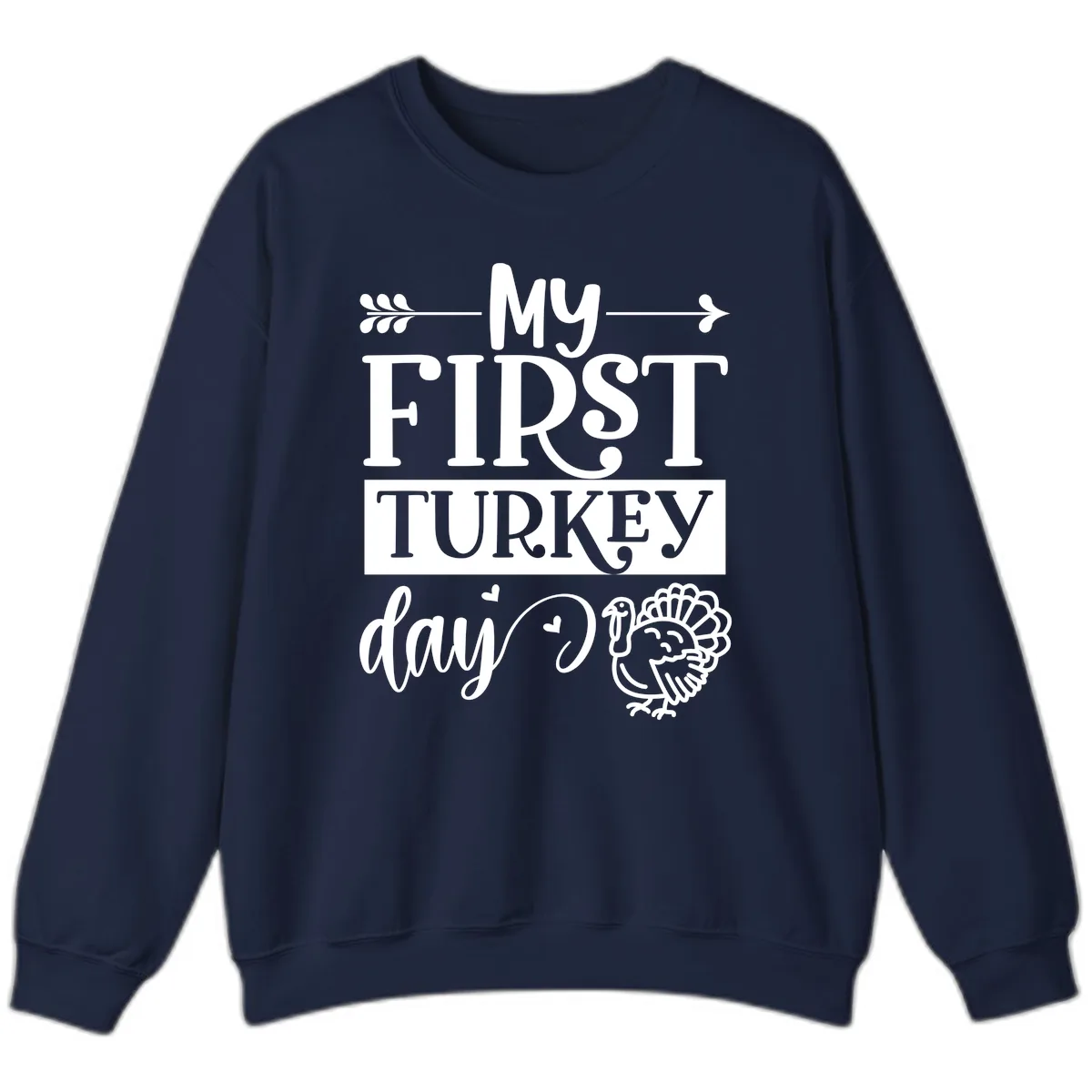 My First Turkey Day Baby Design Sweatshirt in Navy