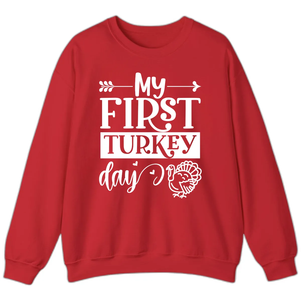 My First Turkey Day Baby Design Sweatshirt in Red