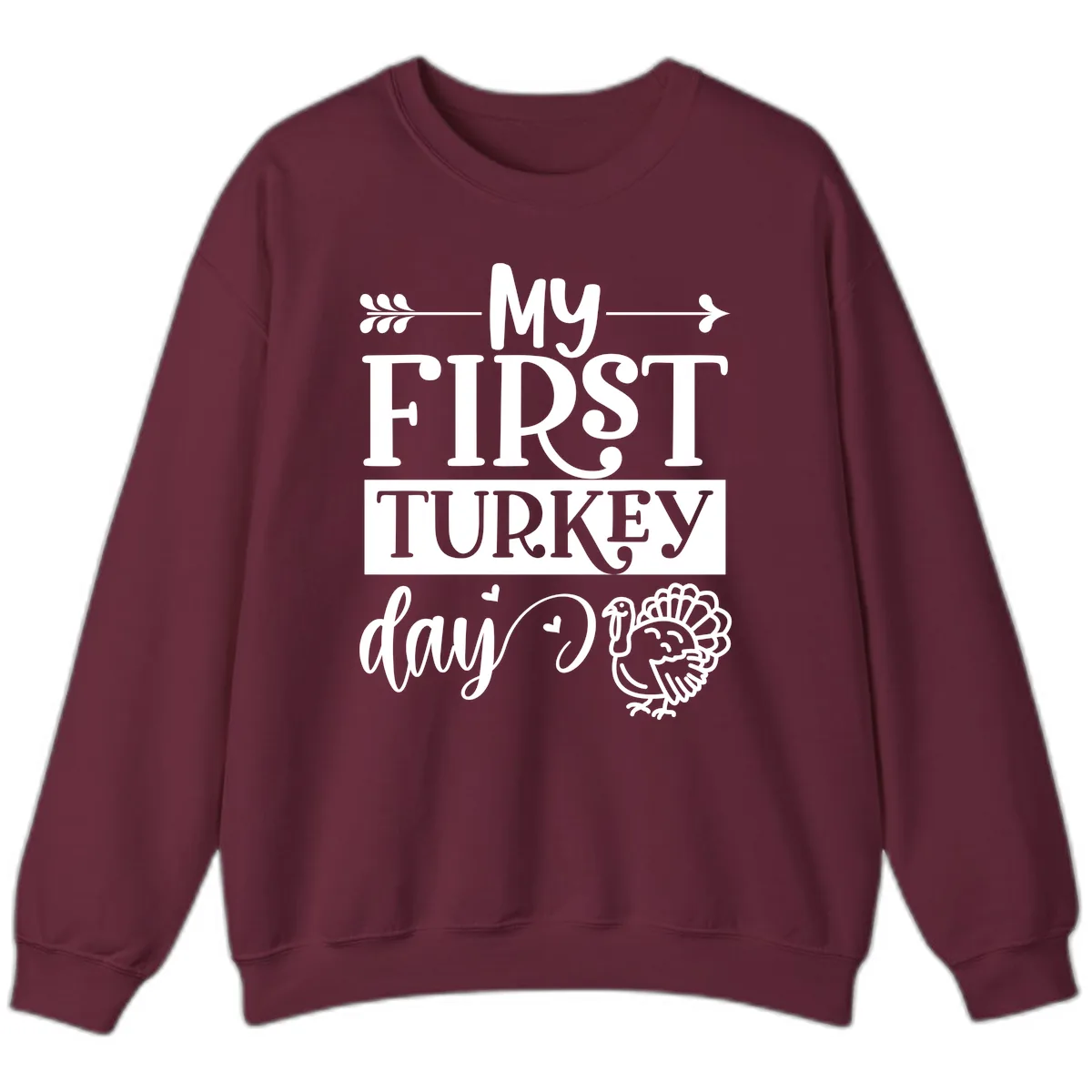 My First Turkey Day Baby Design Sweatshirt in Maroon