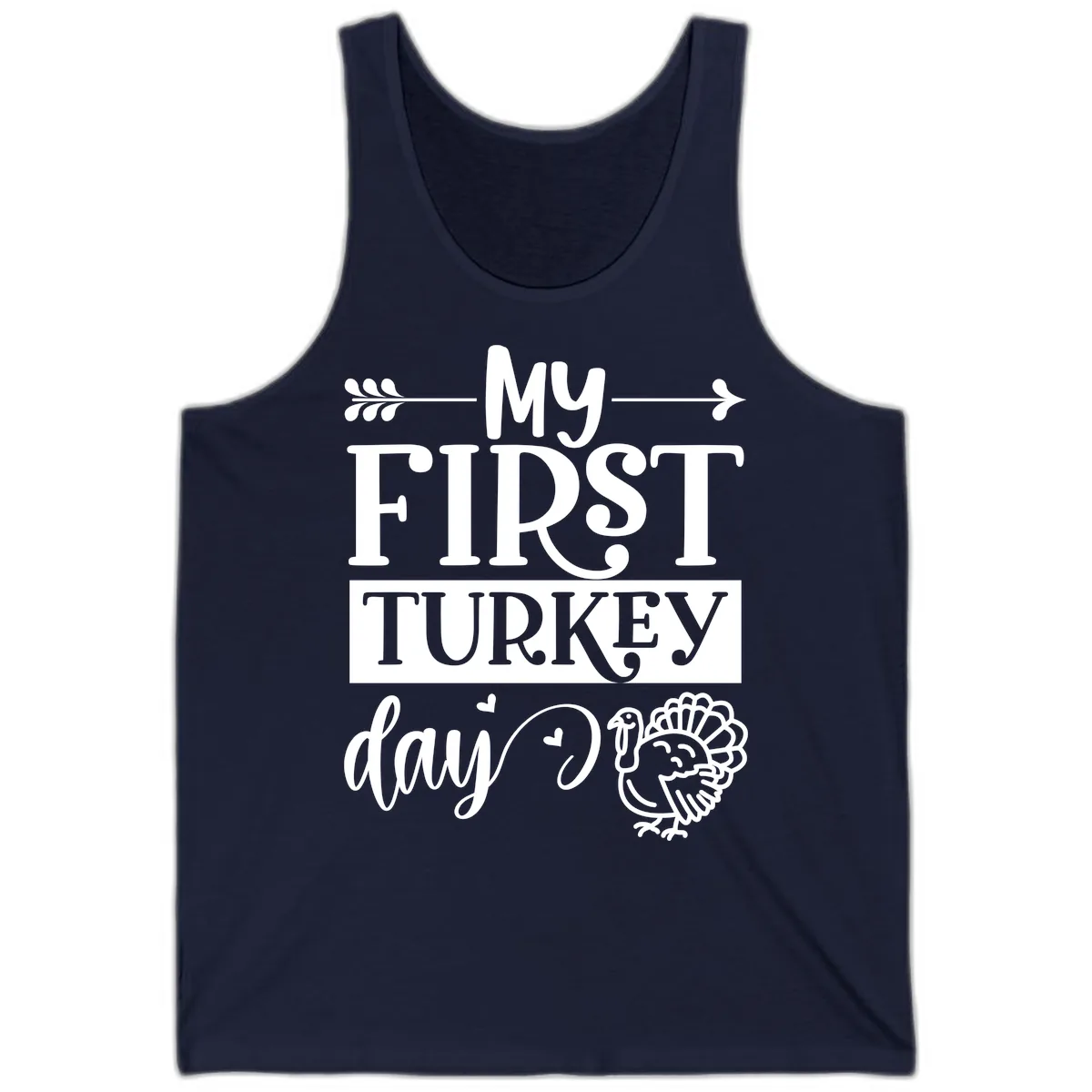 My First Turkey Day Baby Design Tank in Navy