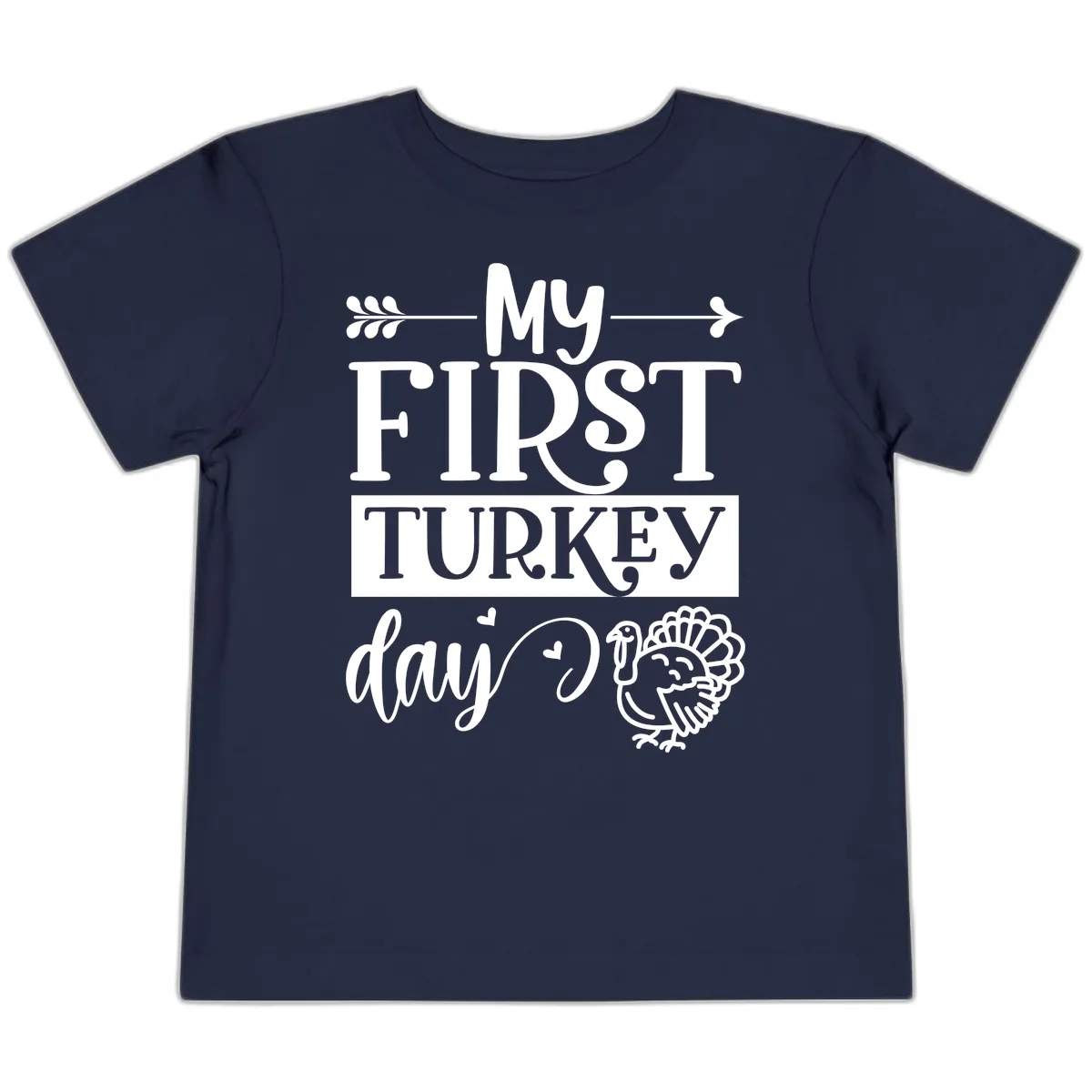 My First Turkey Day Baby Design Toddler T-Shirt in Navy