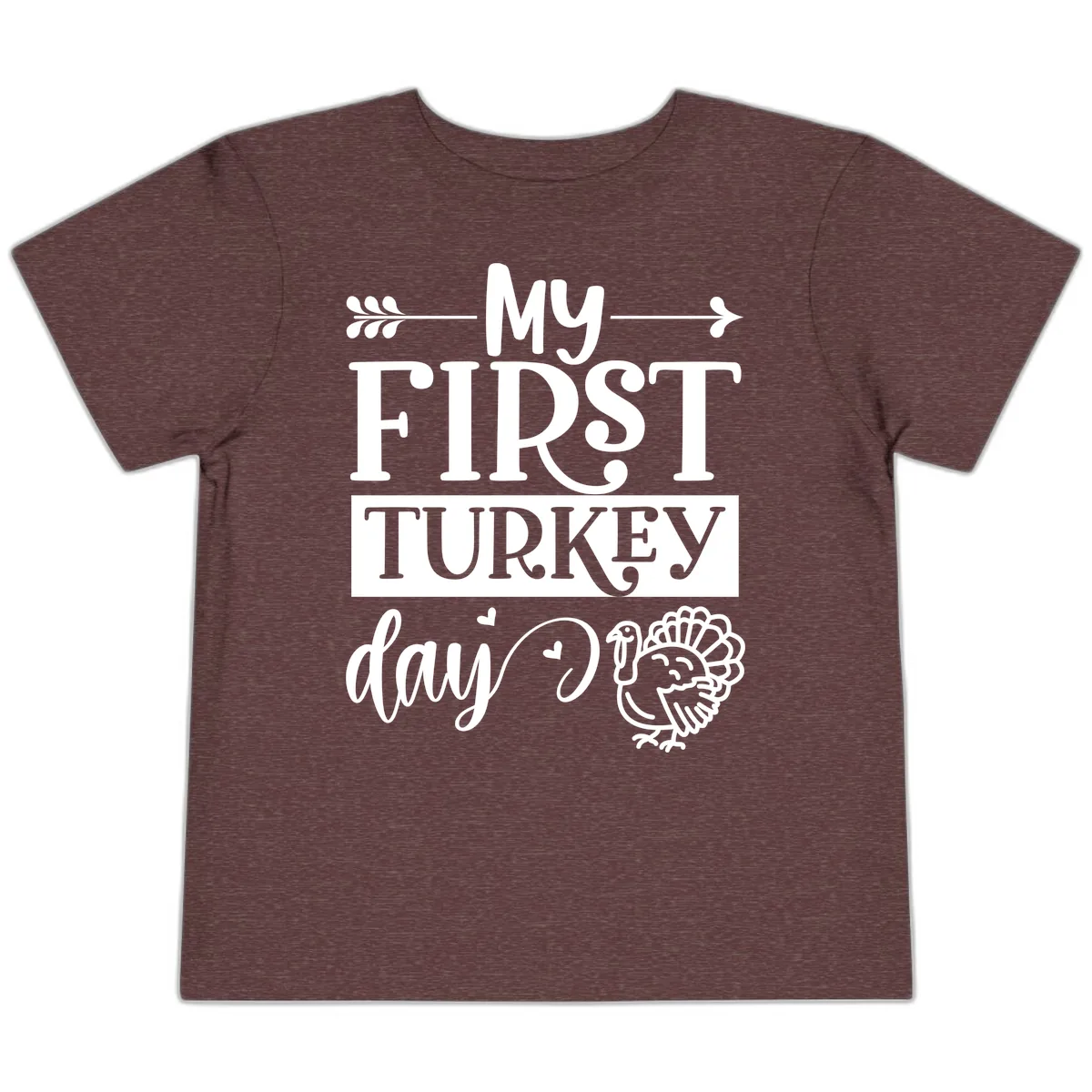 My First Turkey Day Baby Design Toddler T-Shirt in Heather Maroon