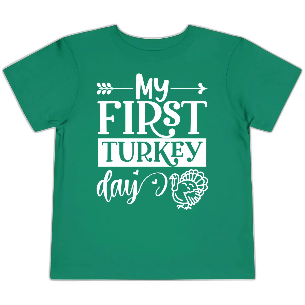 My First Turkey Day Baby Design Toddler T-Shirt in Kelly