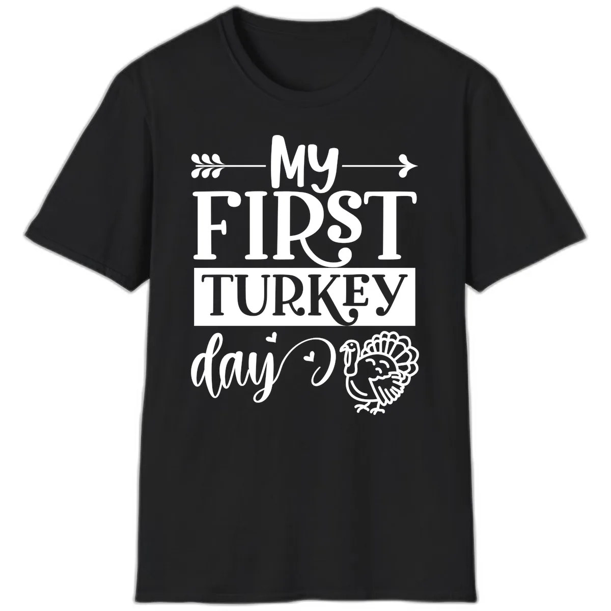 My First Turkey Day Baby Design T-Shirt in Black