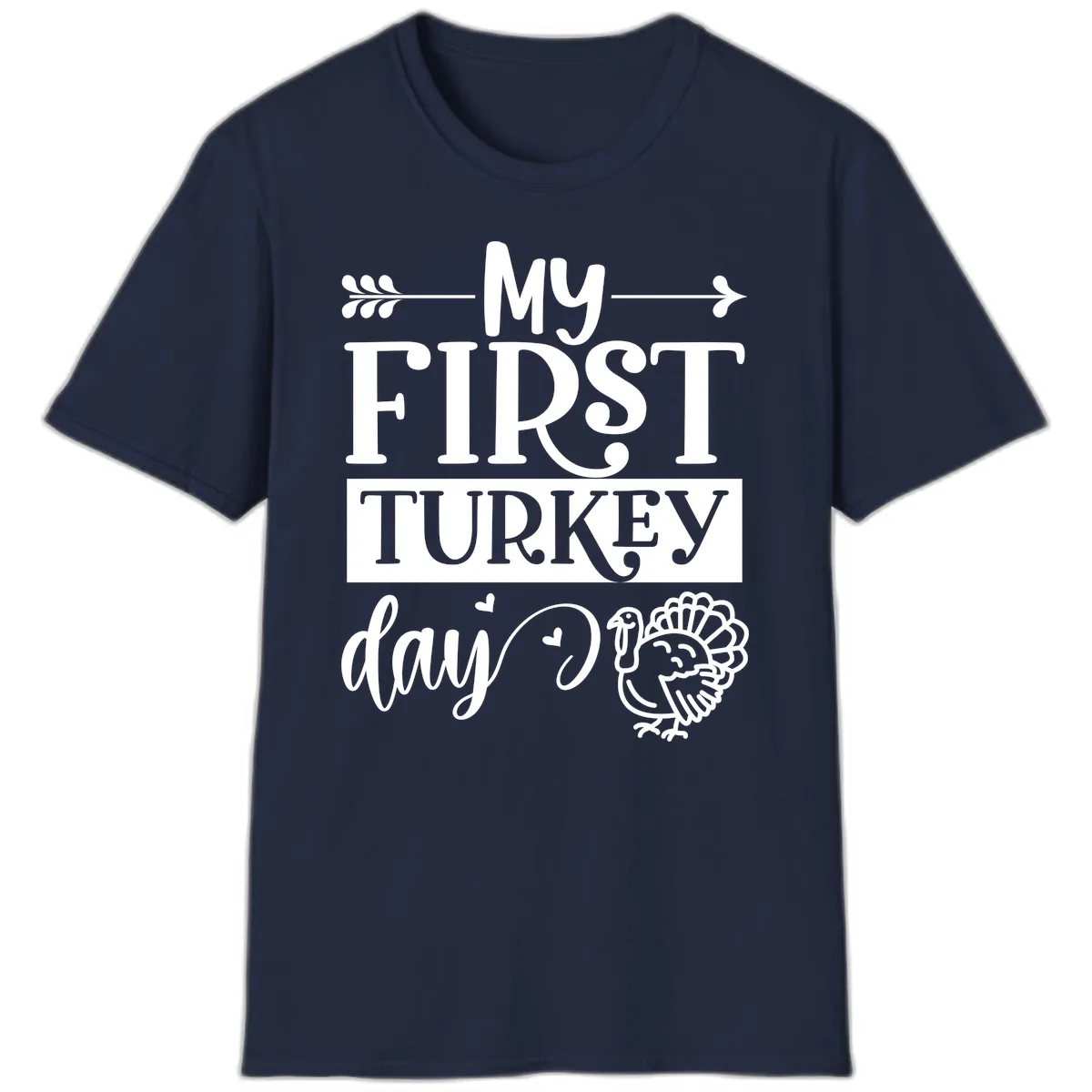My First Turkey Day Baby Design T-Shirt in Navy
